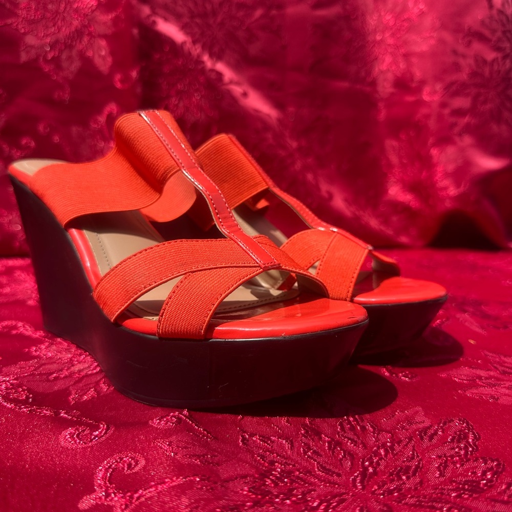 Stylish Red Wedge Sandals